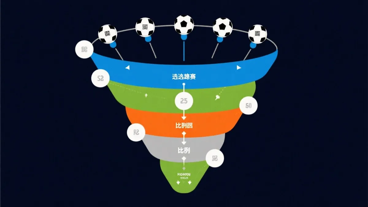 2026世界杯预选赛与附加赛路径示意图，漏斗结构与概率流动